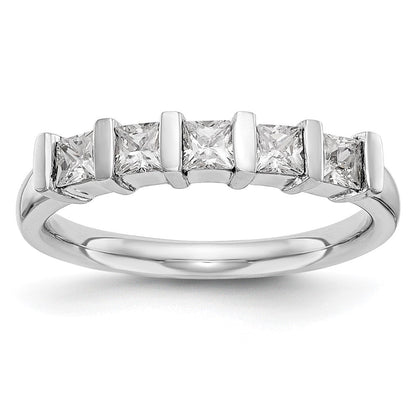14K Weißgold Ehering mit 5 natürlichen Diamanten
