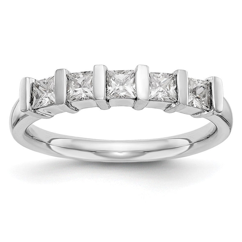 14K Weißgold Ehering mit 5 natürlichen Diamanten