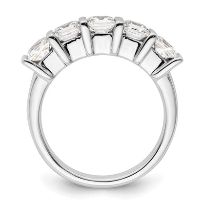 14K Weißgold Ehering mit 5 natürlichen Diamanten
