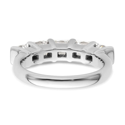 14K Weißgold Ehering mit 5 natürlichen Diamanten
