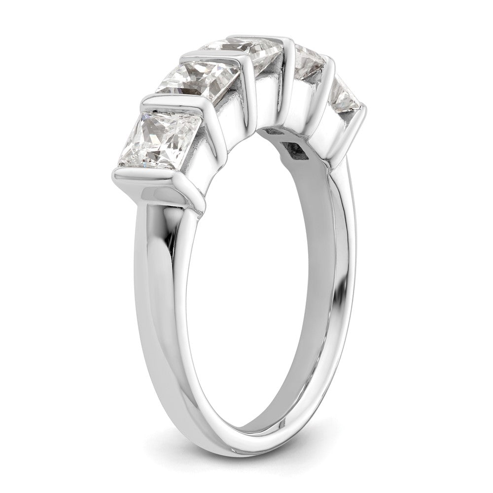 14K Weißgold Ehering mit 5 natürlichen Diamanten