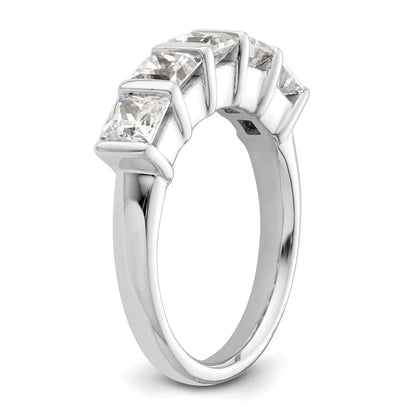 14K Weißgold Ehering mit 5 natürlichen Diamanten