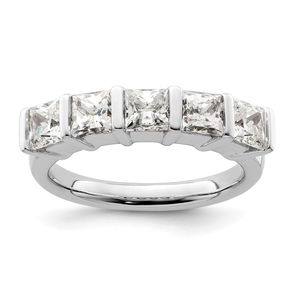 14K Weißgold Ehering mit 5 natürlichen Diamanten