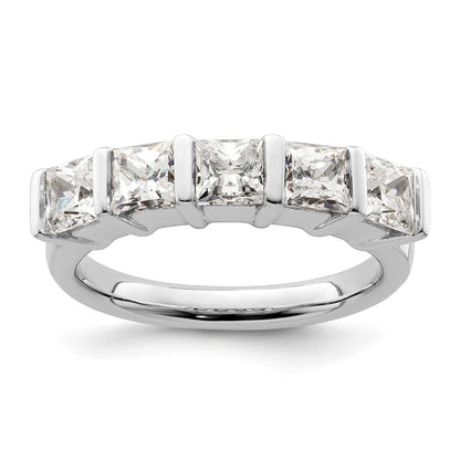 14K Weißgold Ehering mit 5 natürlichen Diamanten