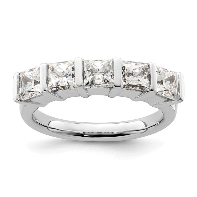 14K Weißgold Ehering mit 5 natürlichen Diamanten