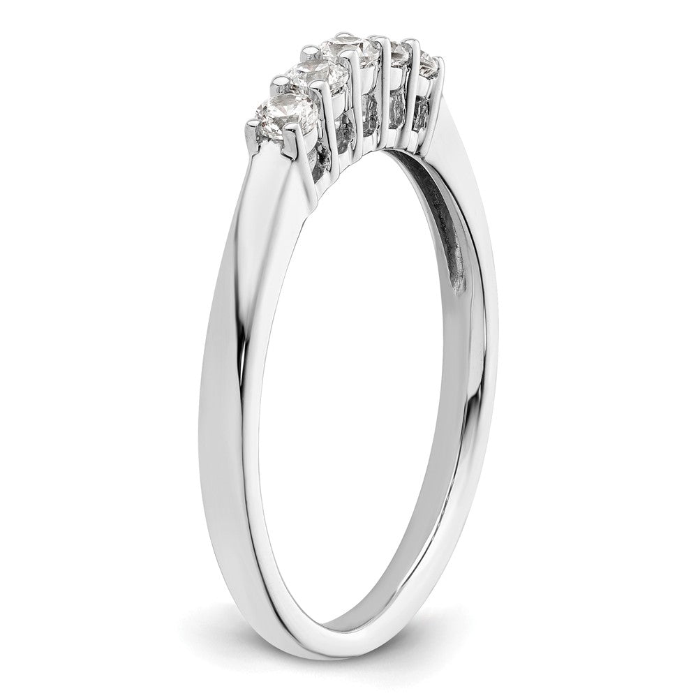 14K Weißgold Ehering mit 5 natürlichen Diamanten