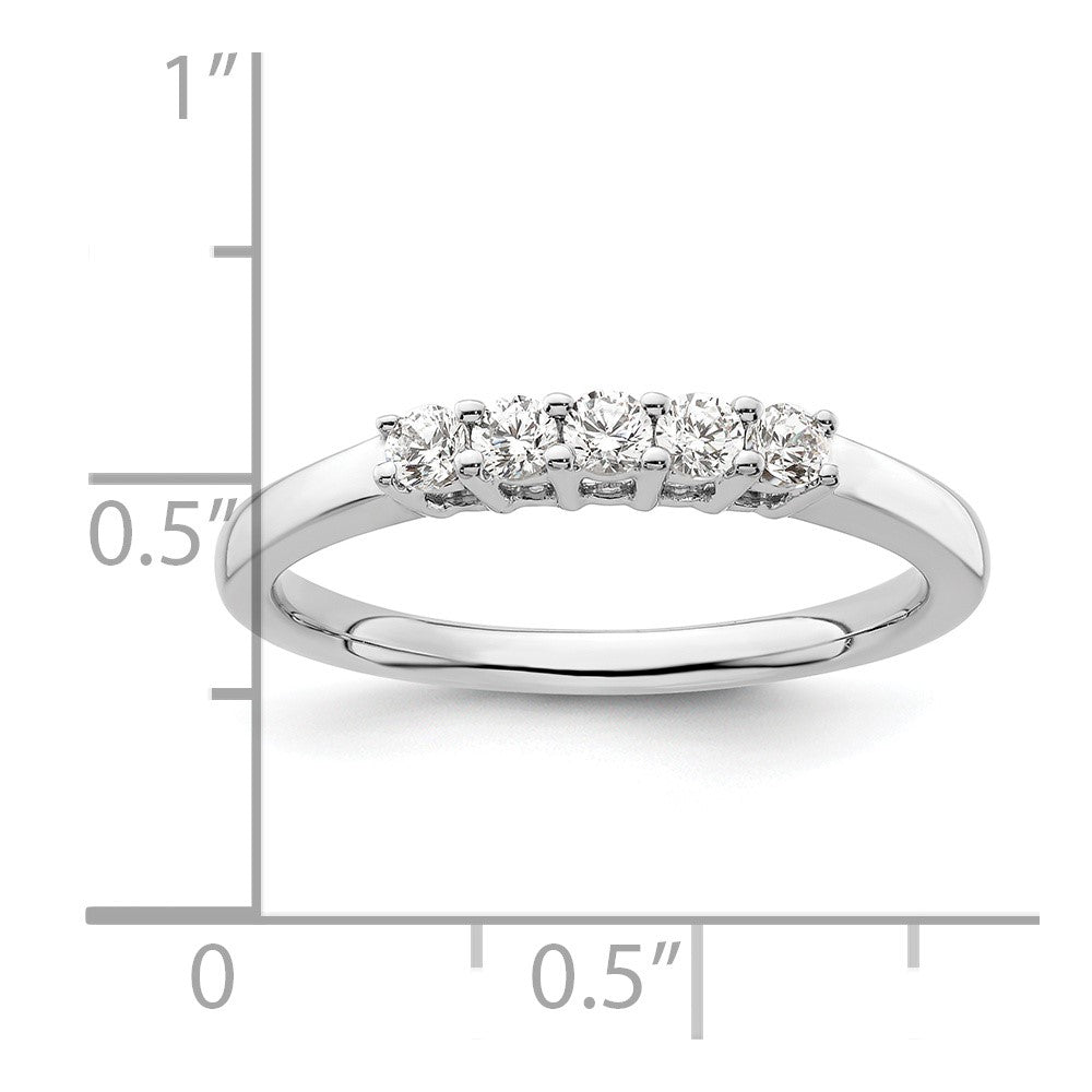 14K Weißgold Ehering mit 5 natürlichen Diamanten