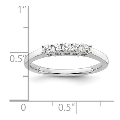 14K Weißgold Ehering mit 5 natürlichen Diamanten