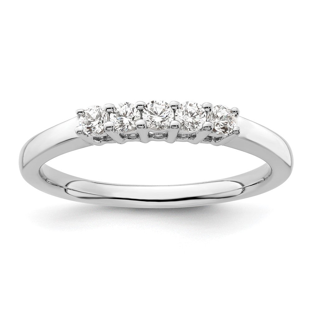 14K Weißgold Ehering mit 5 natürlichen Diamanten