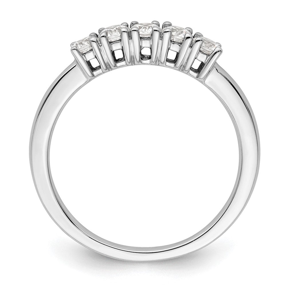 14K Weißgold Ring mit 5 echten Diamanten