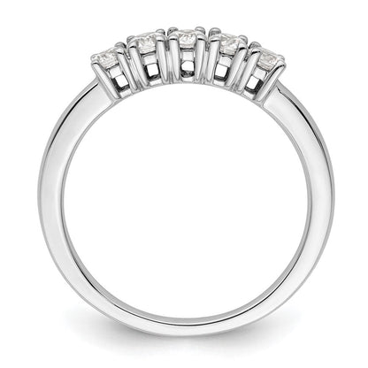14K Weißgold Ring mit 5 echten Diamanten