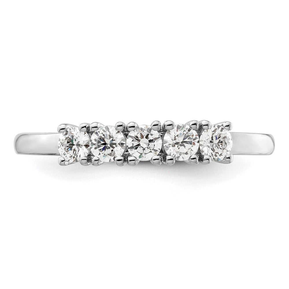 14K Weißgold Ring mit 5 echten Diamanten