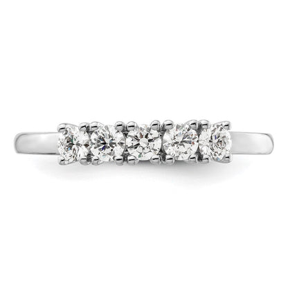 14K Weißgold Ring mit 5 echten Diamanten