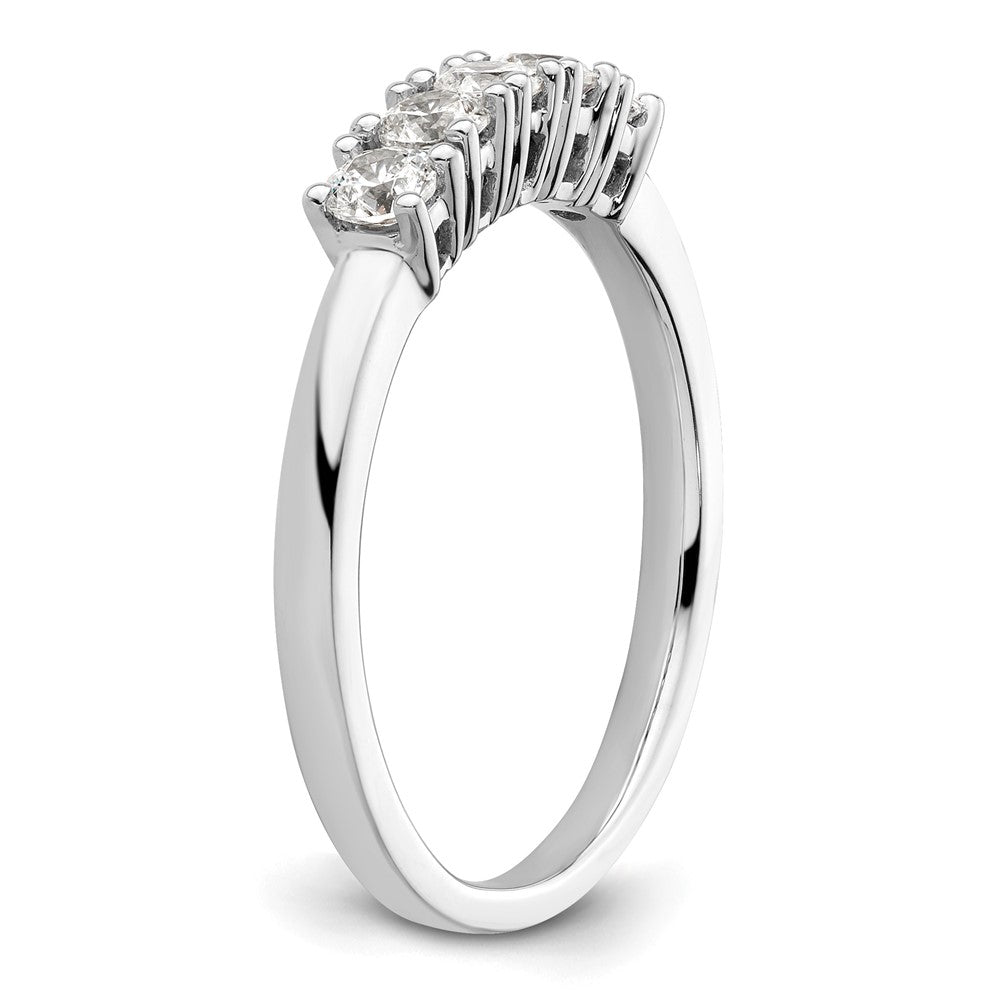 14K Weißgold Ring mit 5 echten Diamanten