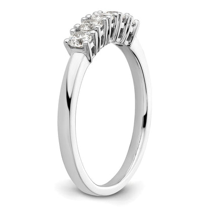 14K Weißgold Ring mit 5 echten Diamanten