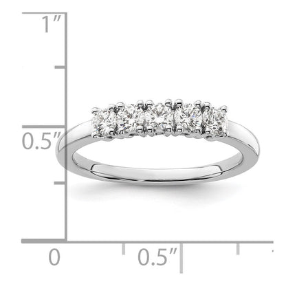 14K Weißgold Ring mit 5 echten Diamanten