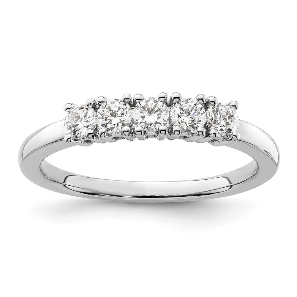 14K Weißgold Ring mit 5 echten Diamanten