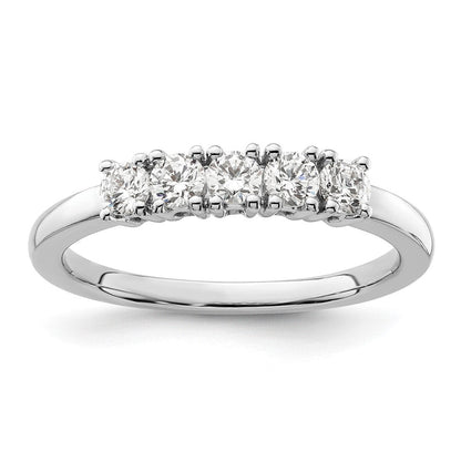 14K Weißgold Ring mit 5 echten Diamanten
