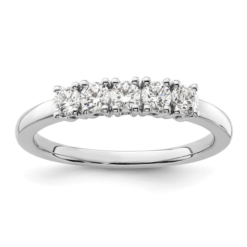 14K Weißgold Ring mit 5 echten Diamanten