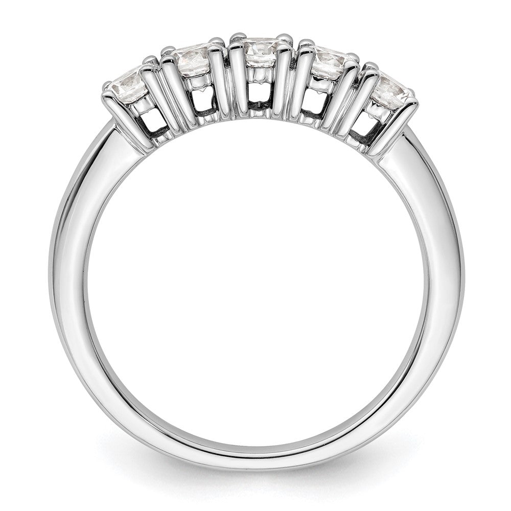 14K Weißgold Ehering mit 5 natürlichen Diamanten