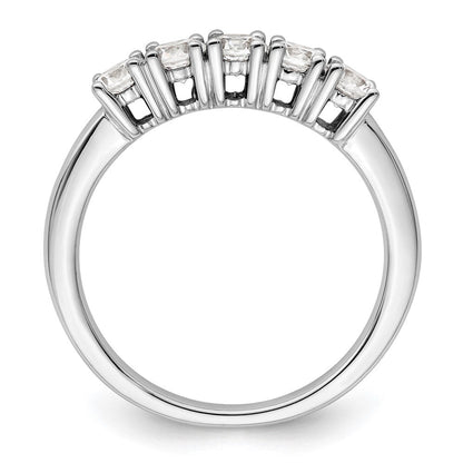 14K Weißgold Ehering mit 5 natürlichen Diamanten