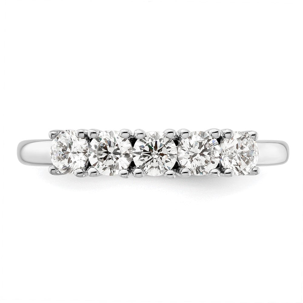 14K Weißgold Ehering mit 5 natürlichen Diamanten