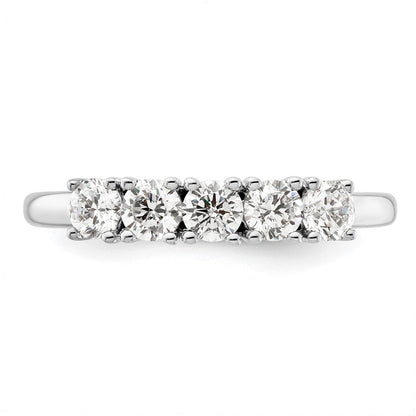 14K Weißgold Ehering mit 5 natürlichen Diamanten