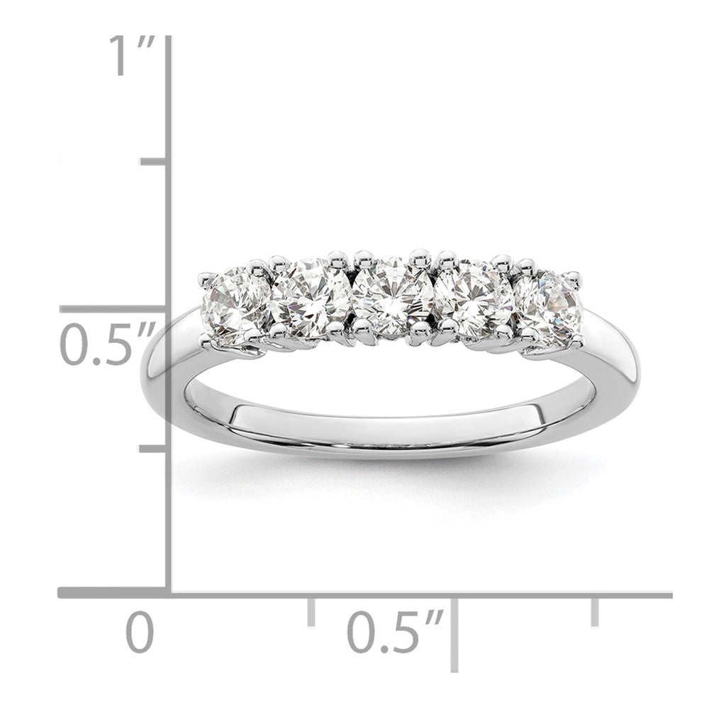 14K Weißgold Ehering mit 5 natürlichen Diamanten