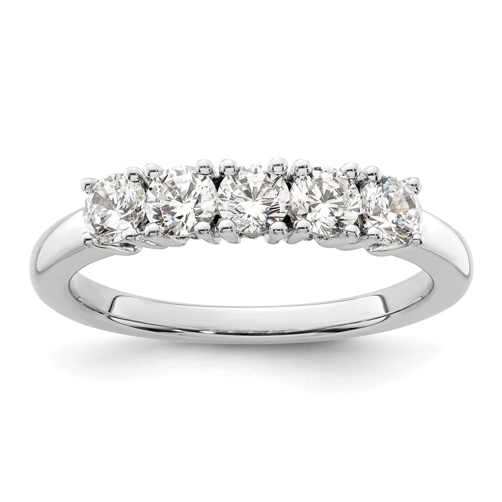 14K Weißgold Ehering mit 5 natürlichen Diamanten