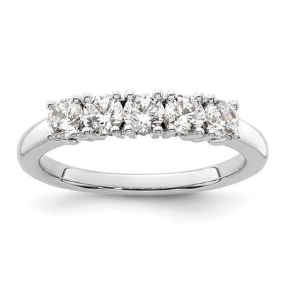 14K Weißgold Ehering mit 5 natürlichen Diamanten