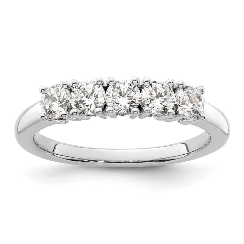 14K Weißgold Ehering mit 5 natürlichen Diamanten, 0,765 ct. Gesamtgewicht