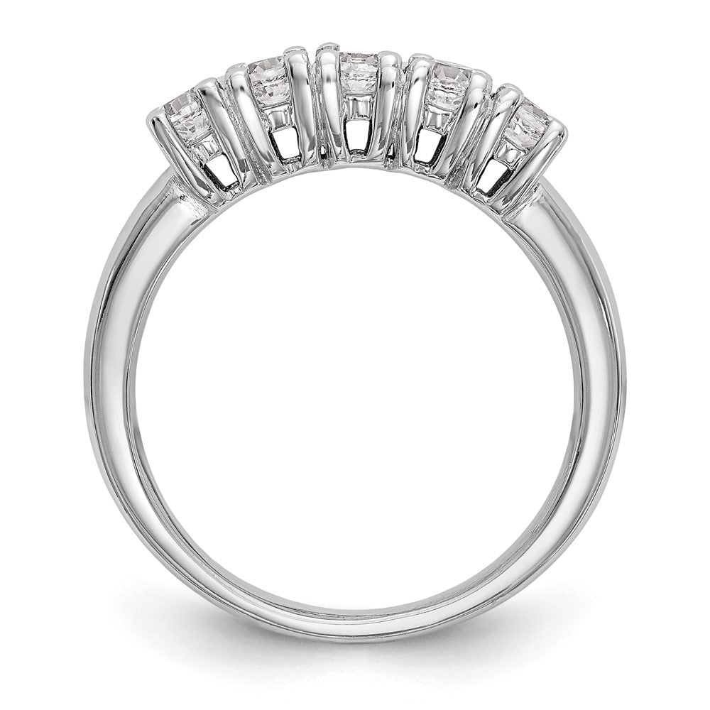 14K Weißgold Ehering mit 5 natürlichen Diamanten