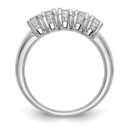 14K Weißgold Ehering mit 5 natürlichen Diamanten