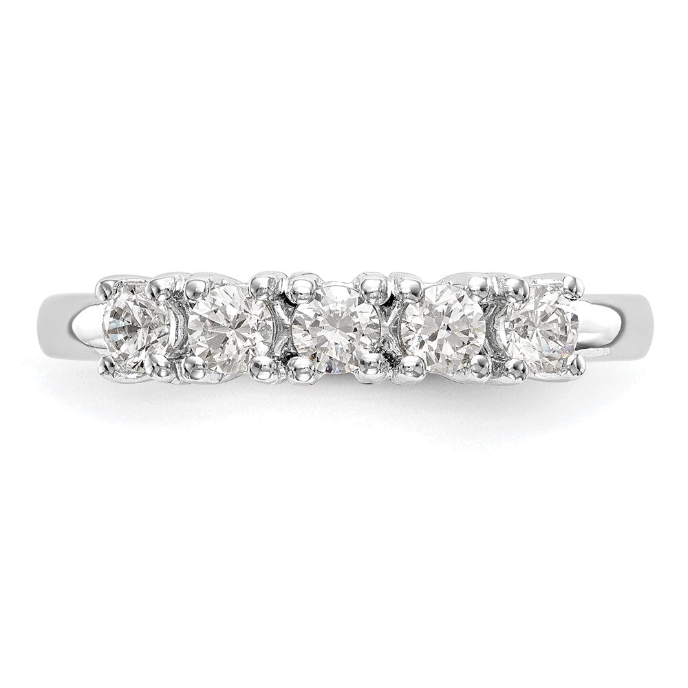 14K Weißgold Ehering mit 5 natürlichen Diamanten