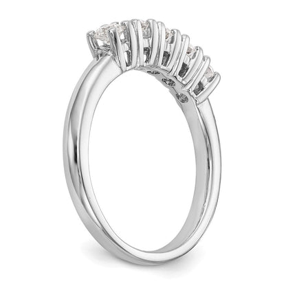 14K Weißgold Ehering mit 5 natürlichen Diamanten