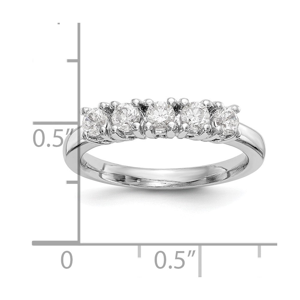 14K Weißgold Ehering mit 5 natürlichen Diamanten