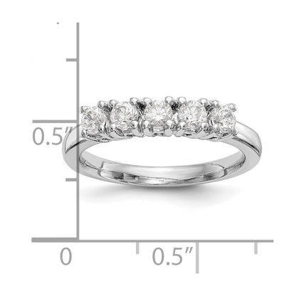 14K Weißgold Ehering mit 5 natürlichen Diamanten