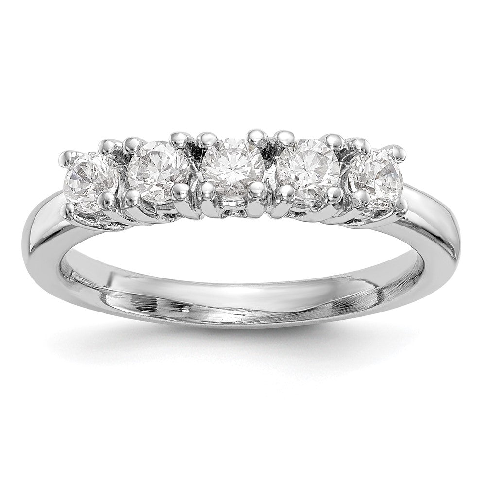 14K Weißgold Ehering mit 5 natürlichen Diamanten