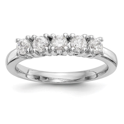 14K Weißgold Ehering mit 5 natürlichen Diamanten