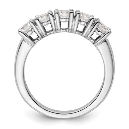 14K Weißgold Ring mit 5 natürlichen Diamanten