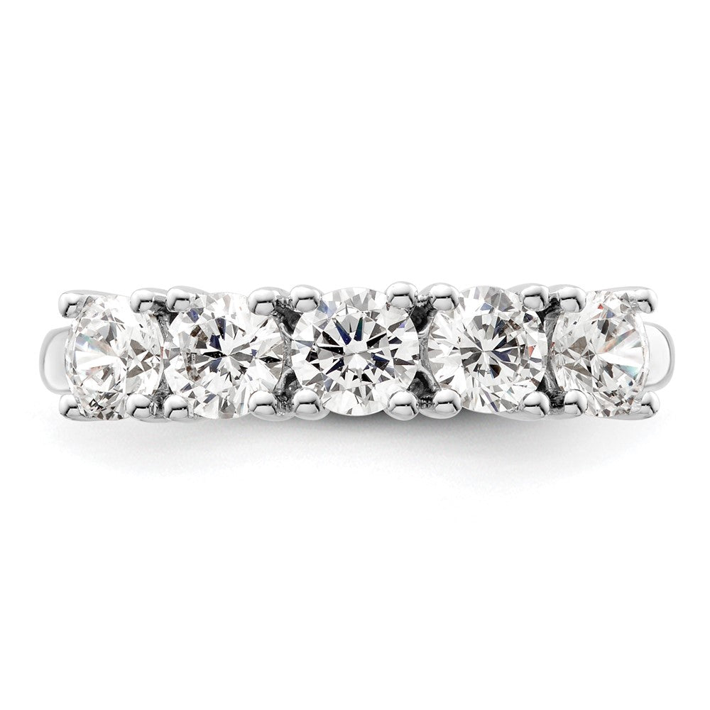 14K Weißgold Ring mit 5 natürlichen Diamanten