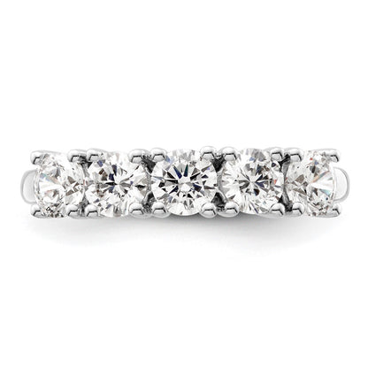 14K Weißgold Ring mit 5 natürlichen Diamanten