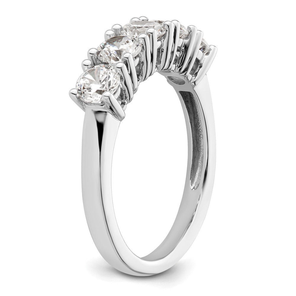 14K Weißgold Ring mit 5 natürlichen Diamanten