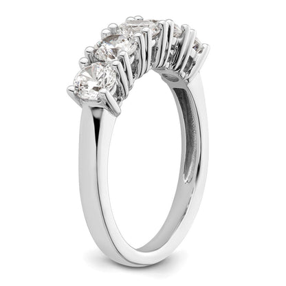 14K Weißgold Ring mit 5 natürlichen Diamanten