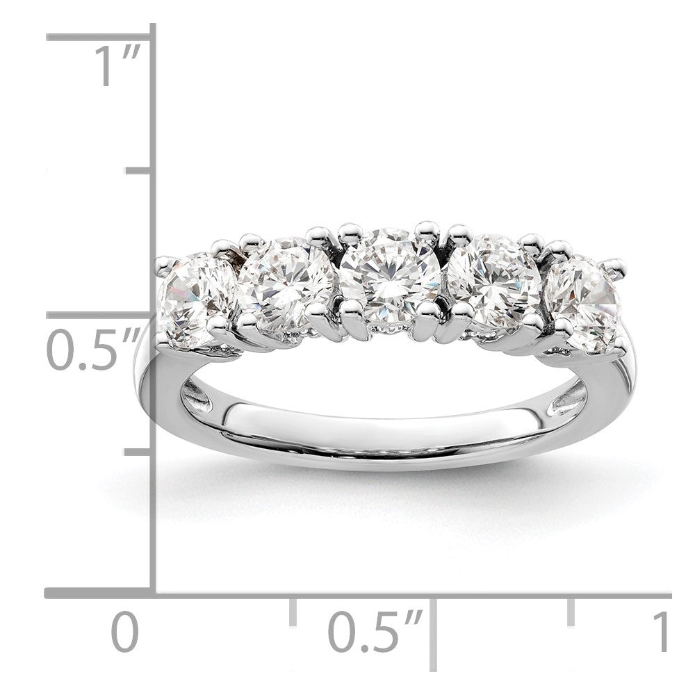 14K Weißgold Ring mit 5 natürlichen Diamanten