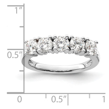 14K Weißgold Ring mit 5 natürlichen Diamanten