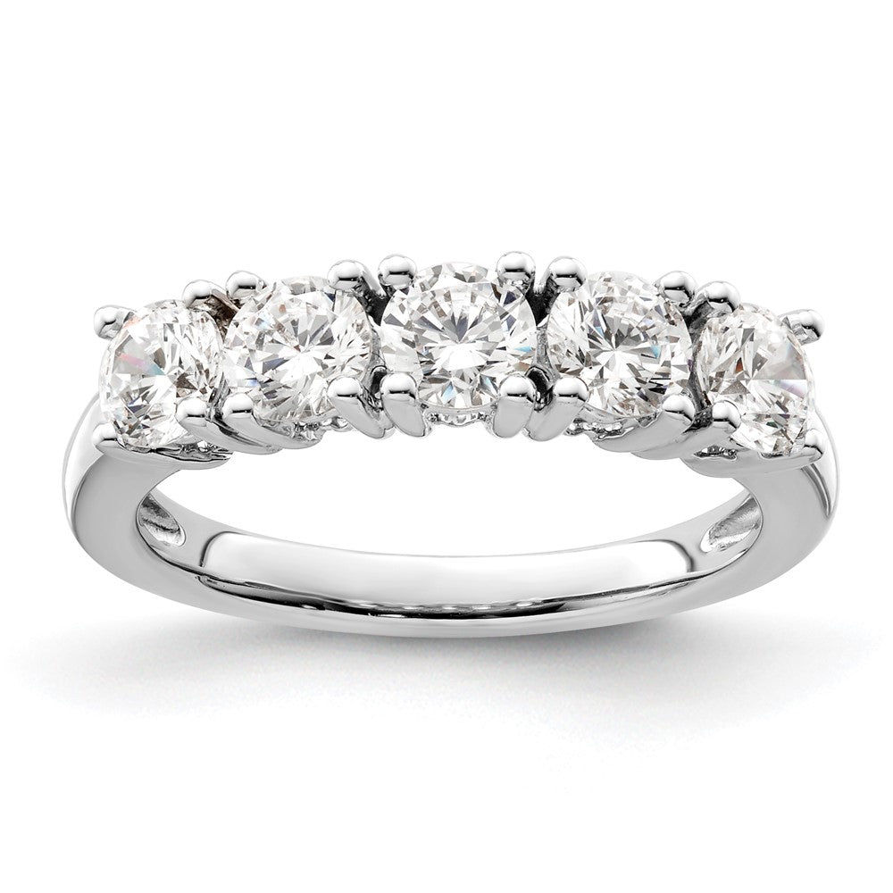 14K Weißgold Ring mit 5 natürlichen Diamanten