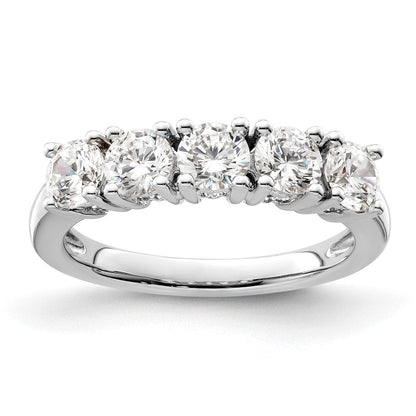 14K Weißgold Ring mit 5 natürlichen Diamanten