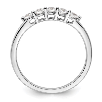 14K Weißgold Ring mit 5 laborgezüchteten Diamanten, VS/SI+ G+