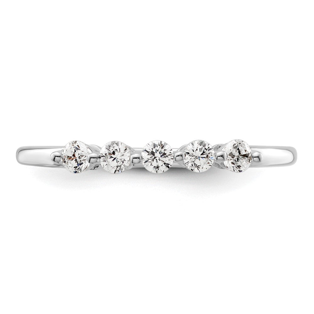14K Weißgold Ring mit 5 laborgezüchteten Diamanten, VS/SI+ G+